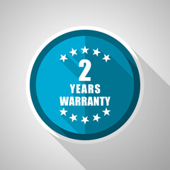 Leinwandbilder - Warranty guarantee 2 year symbol, flat design vector blue icon with long shadow