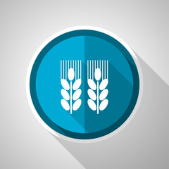 Poster - Agricultural symbol, flat design vector blue icon with long shadow.