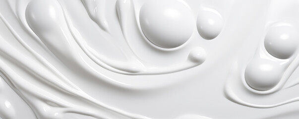 Wall Mural - Milk or whip cream like slick glossy white abstract background. Hand edited generative AI.