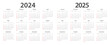 Calendar 2024, calendar 2025 week start Sunday corporate design template vector.