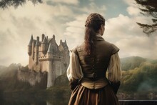 Scot Woman Scottish Castle. Generate Ai