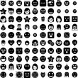 © Natalie - Collection Of 100 Emotion Icons Set Isolated Solid Silhouette Icons Including Emotion, Expression, Happy, Face, Symbol, Smile, Illustration Infographic Elements Vector Illustration Logo