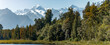 Lake Matheson, Neuseeland, mit Wald und Bergen