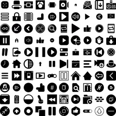 Wall Mural - Collection Of 100 Button Icons Set Isolated Solid Silhouette Icons Including Illustration, Button, Modern, Vector, Icon, Design, Web Infographic Elements Vector Illustration Logo