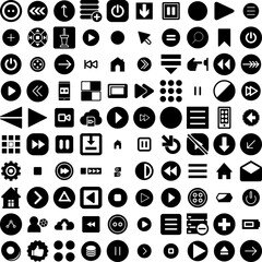 Wall Mural - Collection Of 100 Button Icons Set Isolated Solid Silhouette Icons Including Illustration, Button, Vector, Web, Design, Modern, Icon Infographic Elements Vector Illustration Logo