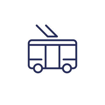 trolleybus icon, line vector pictogram