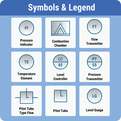 Wall Mural - Vector Illustration for PID Symbols Legends