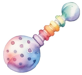 Wall Mural - Toy, watercolor rattle for baby. Watercolor toy for a child. Isolated on a transparent background. KI.