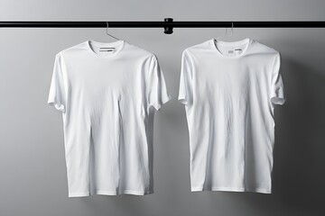 Wall Mural - T-shirt mockup in white color. Mockup of realistic shirt with short sleeves. Blank t-shirt template with empty space for design.
