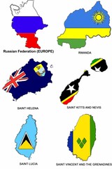 Sticker - Collection of maps of different countries isolated on a white background