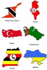 Sticker - Collection of maps of different countries isolated on a white background