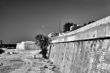 Sticker - Moat and stone fortifications of the Venetian fortress in the city of Rethymno on the island of Crete