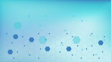 Poster - Molecular structure for DNA, medical, science and technology concept. Abstract hexagons shape background design.