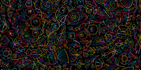 Poster - Floral Garden. Spring concept Background. Seamless pattern for your design. Vector illustration