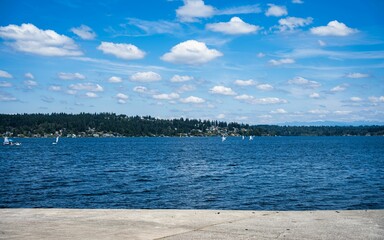 Poster - Beautiful landscape of deep ocean with waves in Seattle, Washington