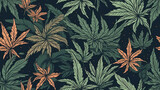 Fototapeta  - seamless pattern with marijuana cannabis leaf background. Generative AI