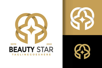 Wall Mural - Creative beauty star logo design vector with editable text