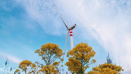 The production of Clean Energy from wind turbine over plants