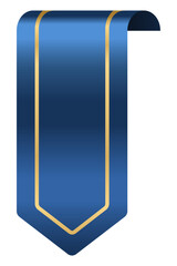 Poster - Blue ribbon bookmark tag. Realistic ribbon. Silk bookmark with blank place. Golden bookmark. Vertical bookmark. Vector illustration