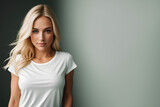 Beautiful blond haired with stylish long hairstyle. Woman with a straight hair. Beautiful young woman with natural makeup portrait. Generative AI