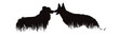 Vector silhouette of dogs standing in the grass in park.