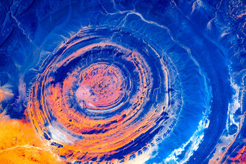 Wall Mural - richat structure in mauritania, sahara desert. digital enhancement. elements by nasa