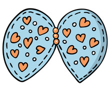 Cute Blue Bow With Orange Heart Illustration