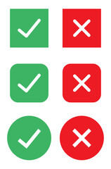 Aufkleber - Right and Wrong icon symbol set in different styles. checkmark and X mark icon. check and uncheck icon vector. validation icon vector. for apps and websites.