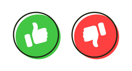 Poster - Like icon button. Thumb up and thumb down icon sign. Line flat style. Social media notification icons. Vector illustration