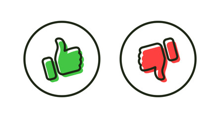 Poster - Like icon button. Thumb up and thumb down icon sign. Line flat style. Social media notification icons. Vector illustration