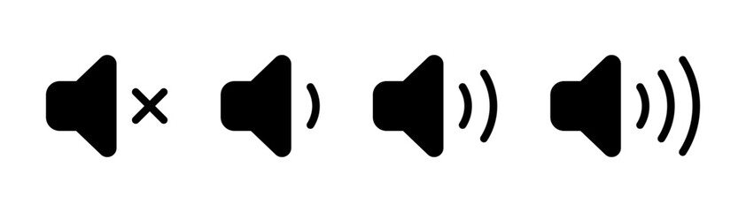 Leinwandbilder - volume icon set. vector speaker icons , audio, sound, mute, icon - video media player and control settings icons buttons
