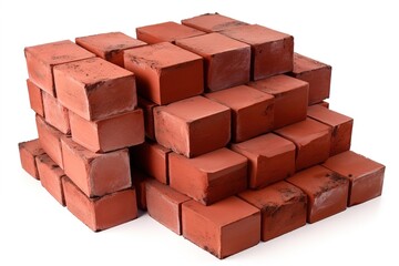 Poster - red brick isolated on white background. Generated by AI.