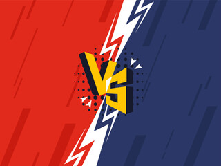 Wall Mural - Versus banner. VS. Game battle separation of two colors, red and blue. Vector illustration template, background, and poster.