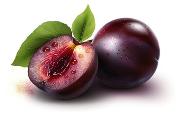 Aufkleber - plum isolated on white background. Generated by AI