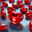 Red ruby ​​hearts. Luxurious red crystal Valentine. Symbol of love. Crystals heart. Vector illustration of a heart made of diamonds. Jewelry ruby ​​hearts. Generative ai.