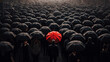 The Red Umbrella: Standing Out in a Sea of Black. Generative AI