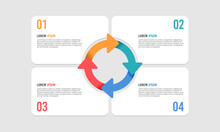 Infographic Arrow Cycle With Four Steps Or Options. Process, Strategy, Planning, Chart. Vector Illustration.
