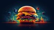 Futuristic Style Hamburger Illustration. Generative ai