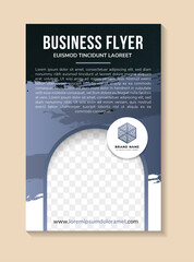 Poster - set of vertical banner for business flyer, creative concept for advertising design template with posting photos and text. white background. dark green and purple colors elements. stroke grunge brush. 