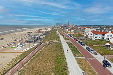 Canvas Print - Aerial from the beach at Zandvoort at the North Sea in the Netherlands on a beautiful summer day