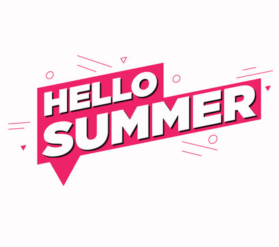 Lettering composition of Hello Summer Vacation stock illustration. Banner template vector illustration
