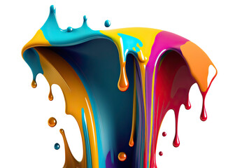 Wall Mural - colorful paint splash. rainbow isolated design element on the transparent background. generative ai.