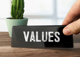 Poster - text values writen on black table card