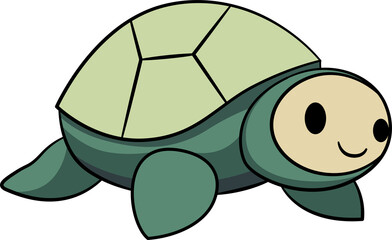 Sticker - Cartoon cute turtle with outline