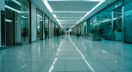 Wall Mural - a white flooring and a glass floor in a shopping mall