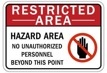 Wall Mural - Restricted area warning sign and labels hazard area. No unauthorized personnel beyond this point