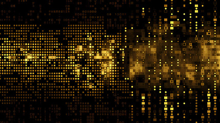 Background Wallpaper - Binary Code Cascade streaming down the wallpaper to create a futuristic, digital aesthetic with Gold Colors (Generative AI)
