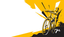 Vector Illustration Of Mountain Bike Abstacr Background. Sport Concept