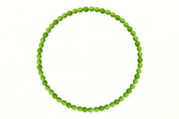 Wall Mural - round frame of fresh raw green peas vegetable in white background,copy space
