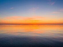 Orange Sky After The Sunset At The Sea, Evening Sea Horizon 